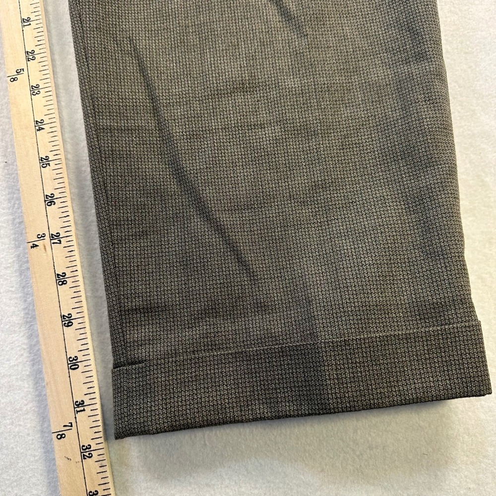 Louis Raphael Mens Brown Micro Houndstooth Pleated Cuffed Dress Pants 32x32 - Picture 4 of 9